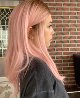 Ombre Pink Hand Made Front Lace Straight Wig